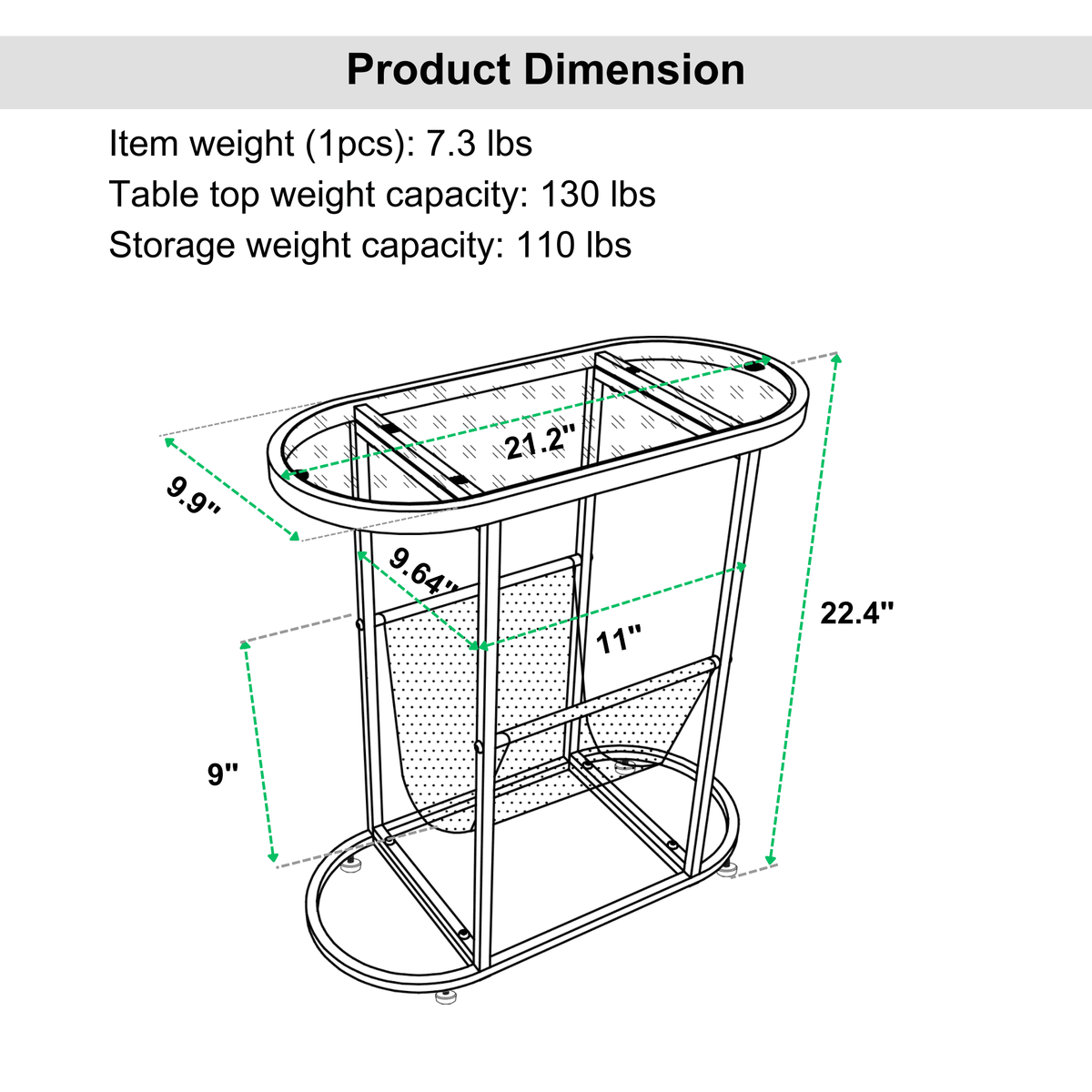 Glass Oval Side Tables with Storage N65554