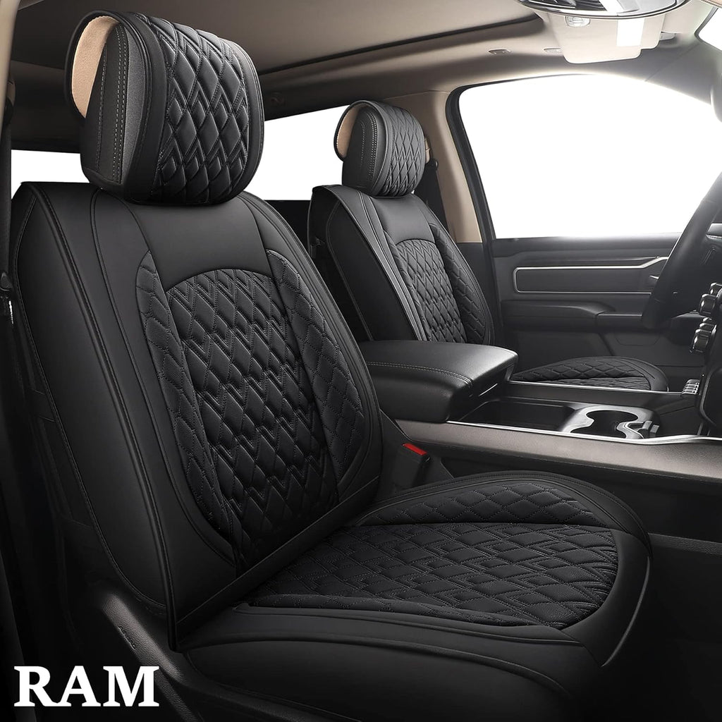 Black-Grey Waterproof Synthetic Leather Seat Covers (5 PCS Full Set) E15894