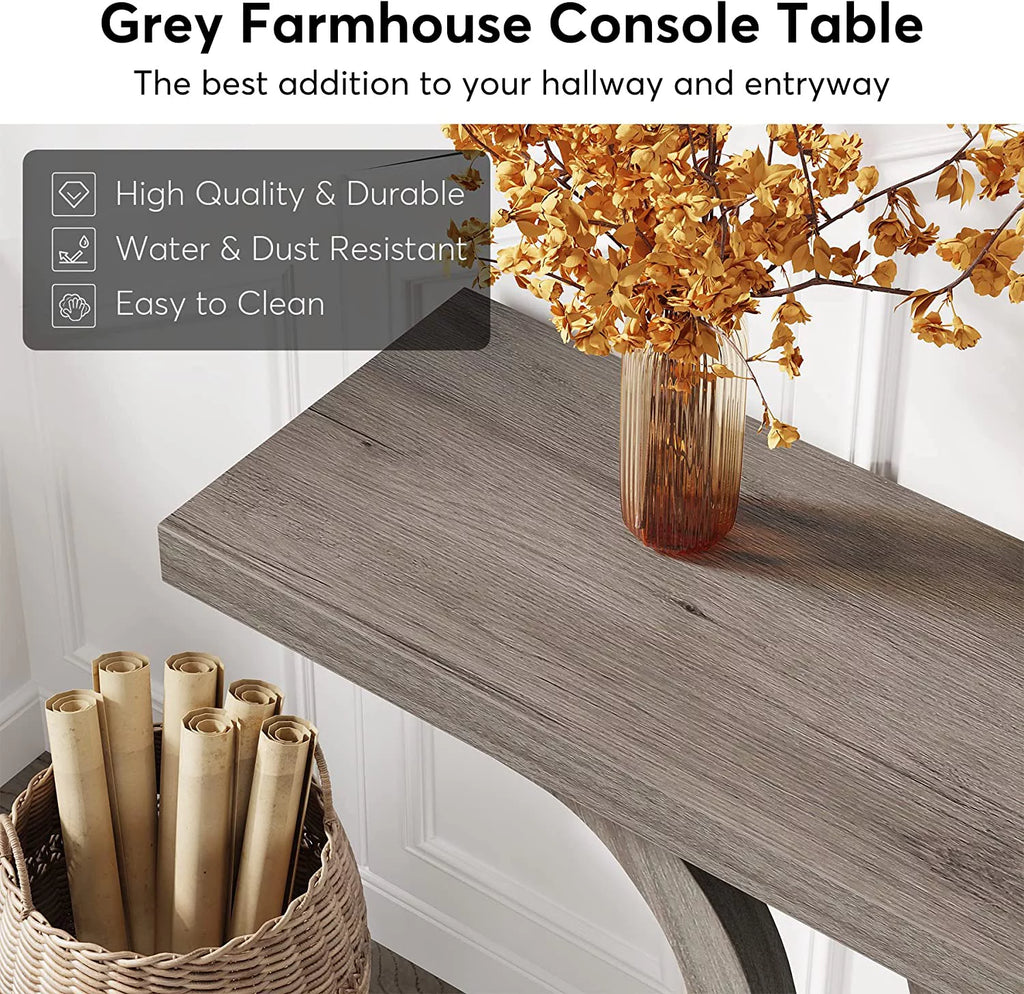 55-inch Grey Wood Rustic Console Table W45090