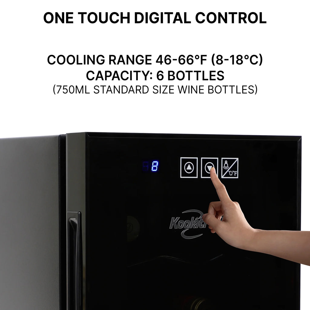 6-Bottle Wine Cooler with Wine Rack and Temp. Control A295393