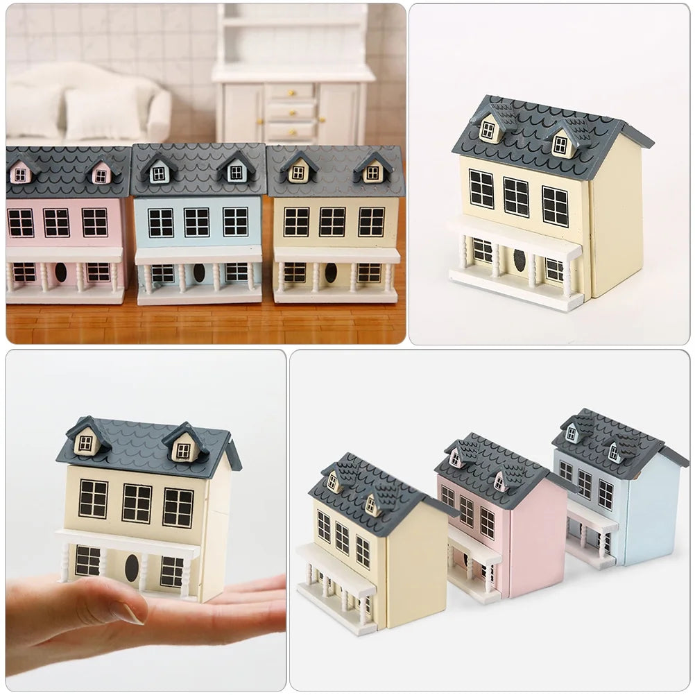 Set of 3 Wood Doll Houses Miniature Furniture Kits M682591