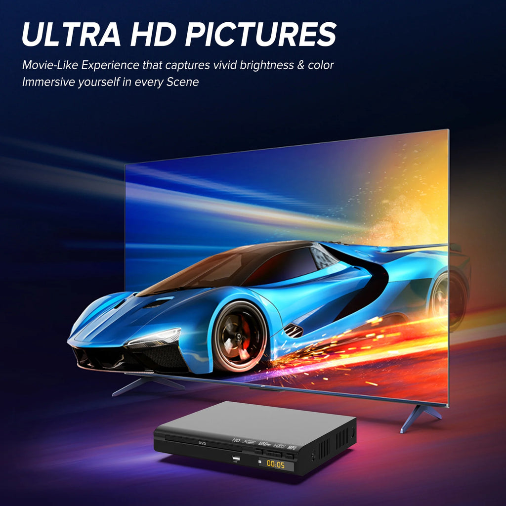 HD DVD Player for TV with USB Input and Remote Control W521