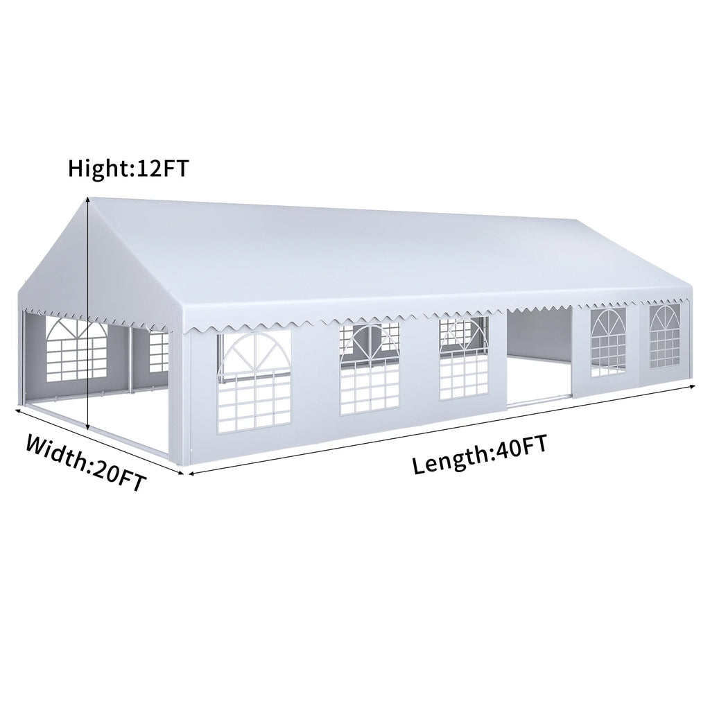 20x40FT White Roof Party Tent with Detachable PVC Sidewalls F708