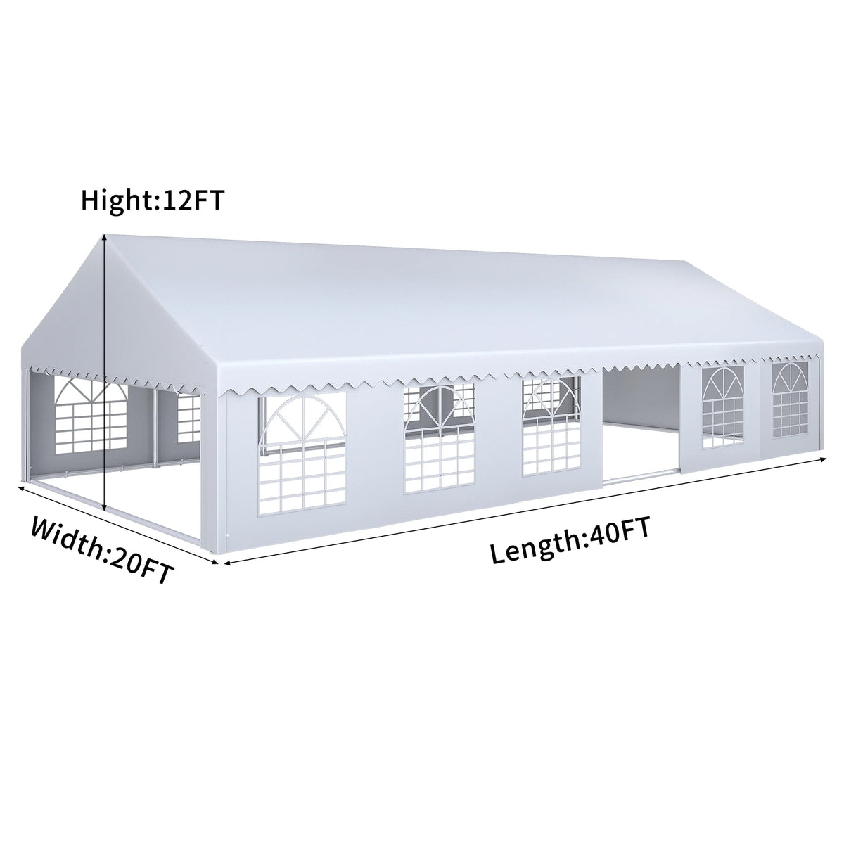 20x40FT White Roof Party Tent with Detachable PVC Sidewalls F708