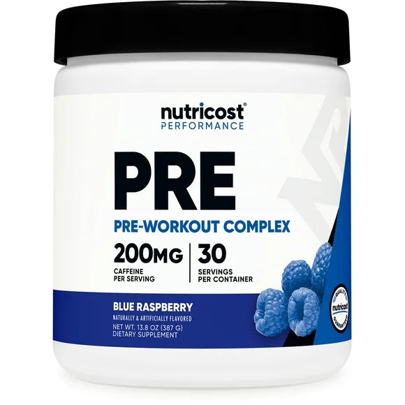 Blue Raspberry Pre-Workout Powder 30 Servings with Beta-Alanine, Taurine & Amino Acids J25634