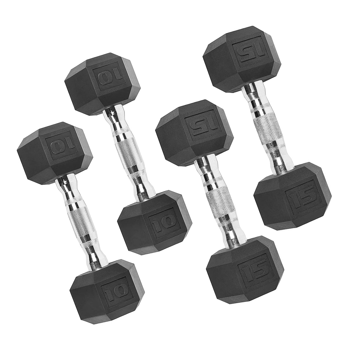 50 lb Rubber Hex Dumbbell Weight Set U3619