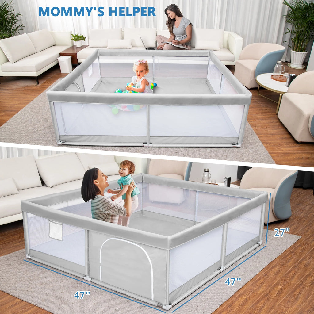 Large Gray Baby Playpen Q398662
