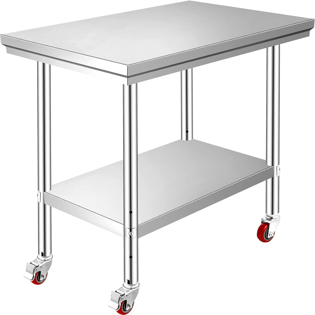 Stainless Steel Work Table with Wheels 24 x 12 x 32 Inch Q271243