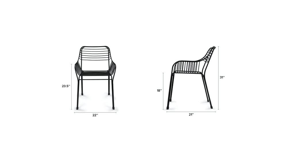 Black Outdoor Dining Armchairs Metal Frame Q239911
