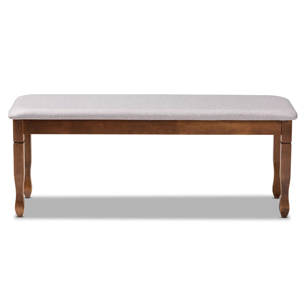 Grey Fabric Upholstered Walnut Brown Wood Dining Bench U8904