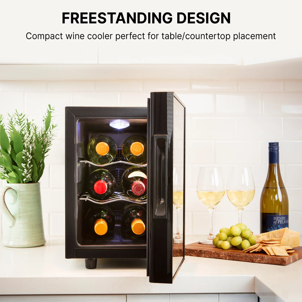 6-Bottle Wine Cooler with Wine Rack and Temp. Control A295393