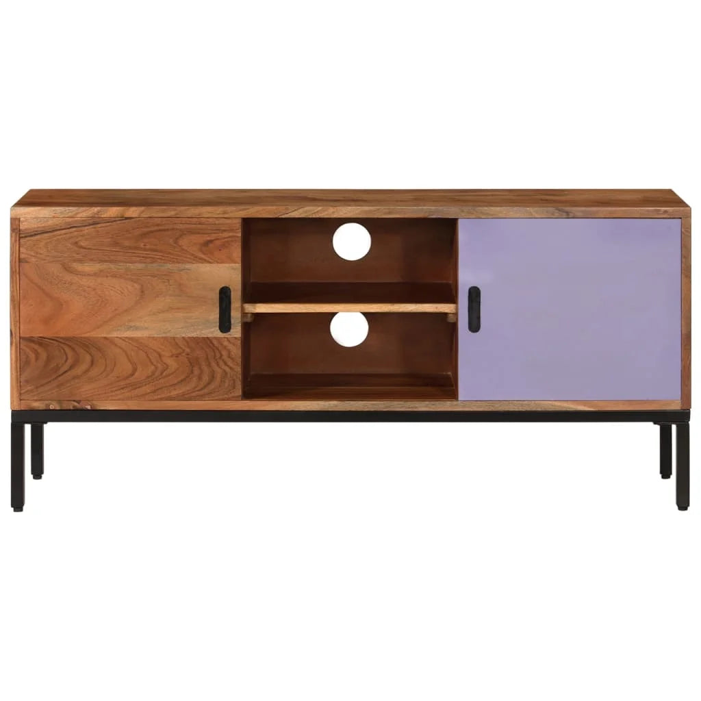Honey Brown and Gray Solid Wood Acacia TV Stand A783
