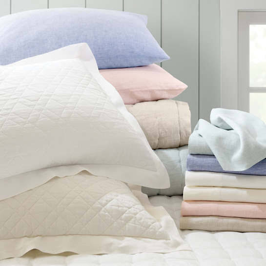 King Washed Linen Ivory Quilt Y7391