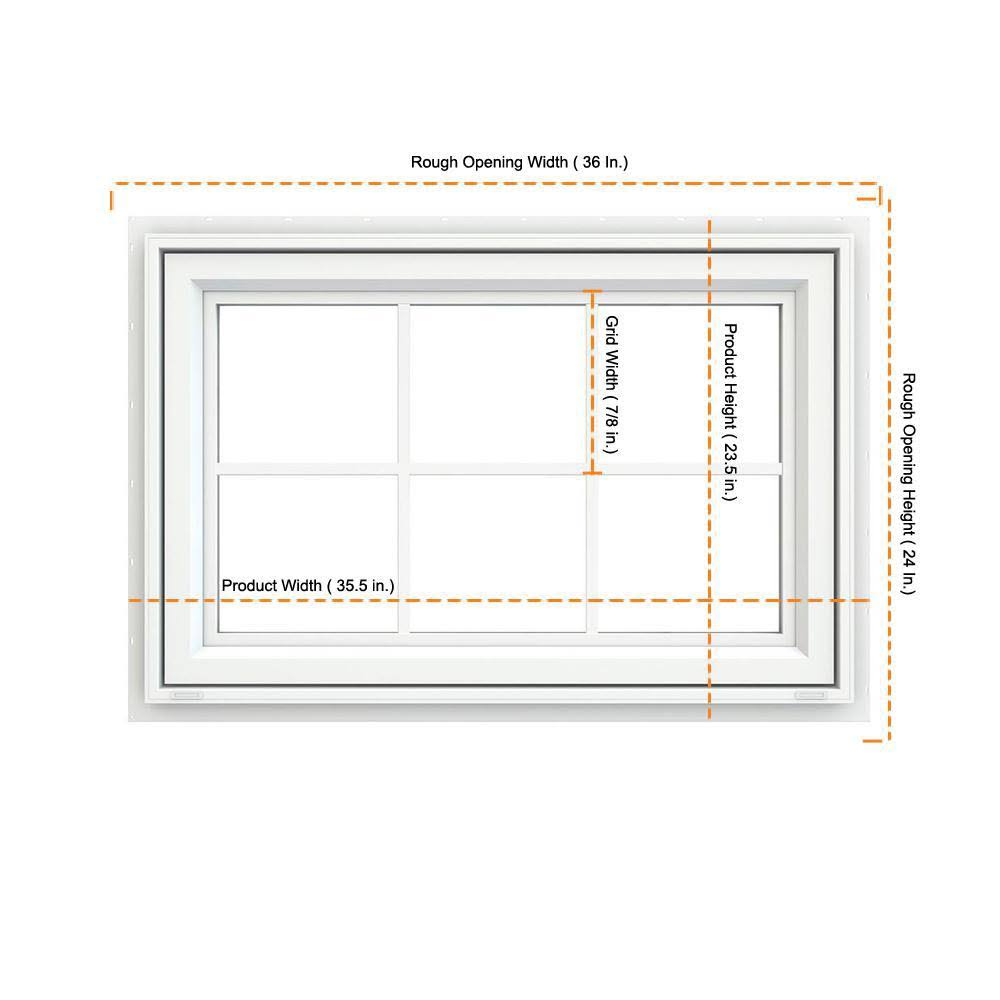 White Vinyl Awning Window with Colonial Grids O635559