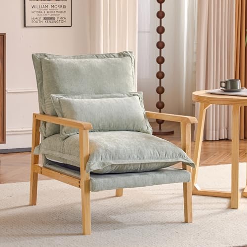 Gray-Blue Accent Armchair with Lumbar Pillow I933593