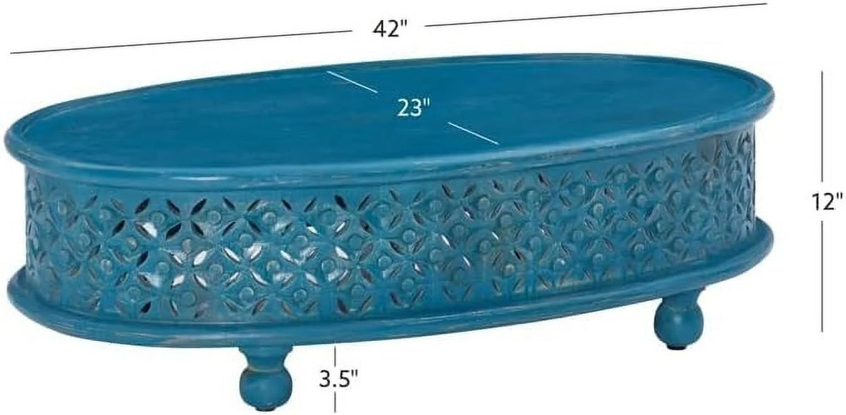 Blue Oval Wood Coffee Table G721