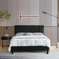 Queen Size Black Platform Bed with Upholstered Headboard C12677