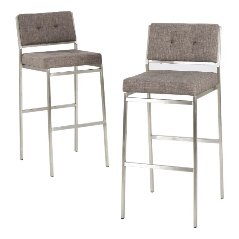 Light Grey Fabric Barstools Set of 2 A570268