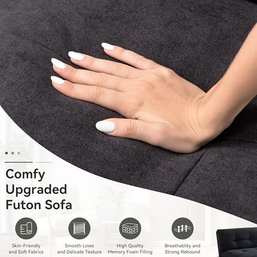Faux Leather Memory Foam Convertible Futon Sofa Bed X671