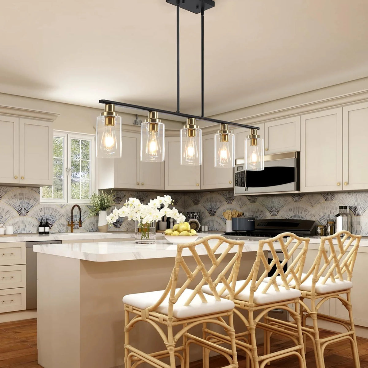 5 Lights Clear Glass Shade Island Light C483978
