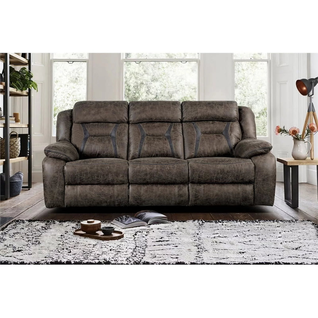 Dark Brown Microfiber Double Reclining Sofa Y923
