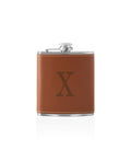 Brown Initial Leather Flask Set H613