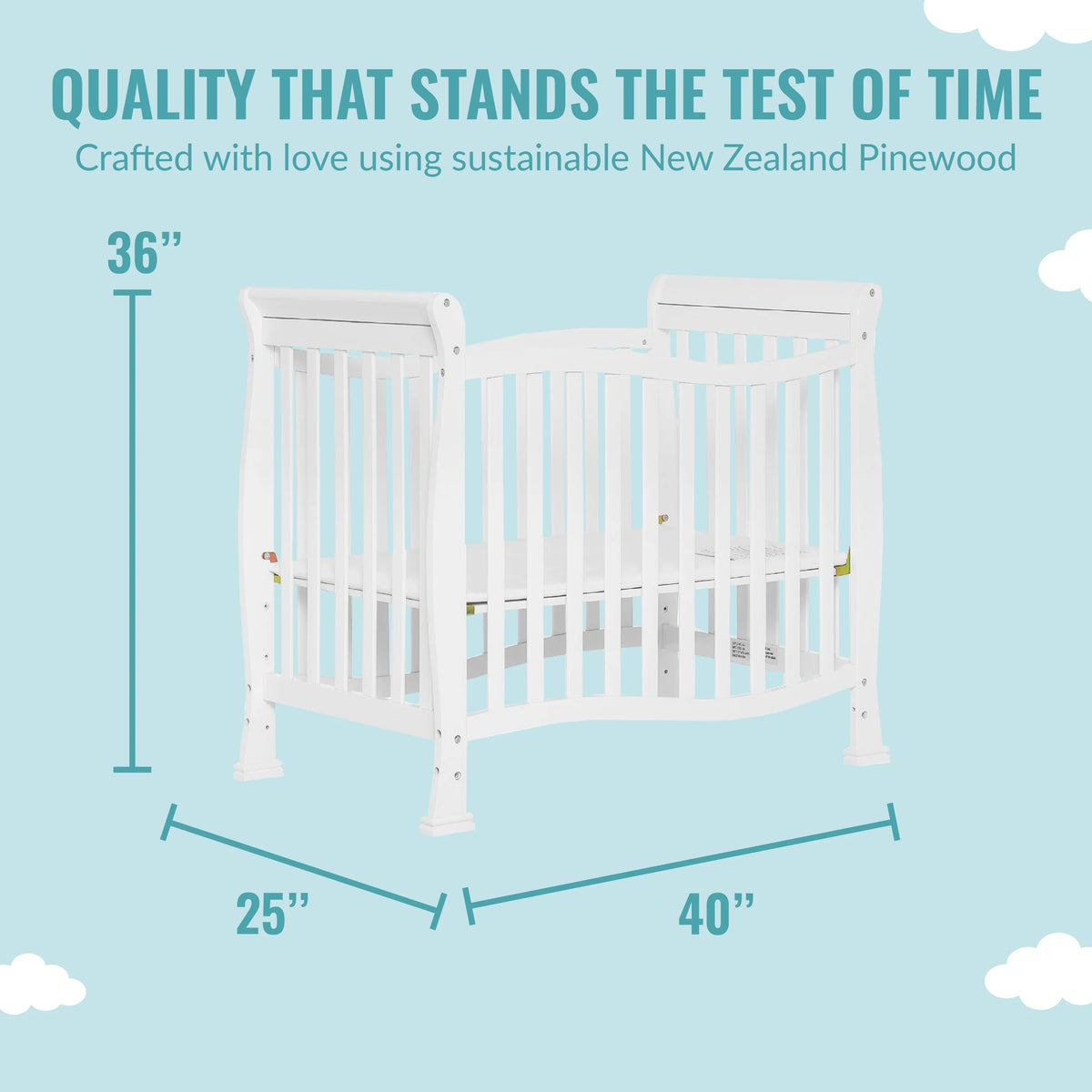 White 4-in-1 Convertible Mini Crib A7517