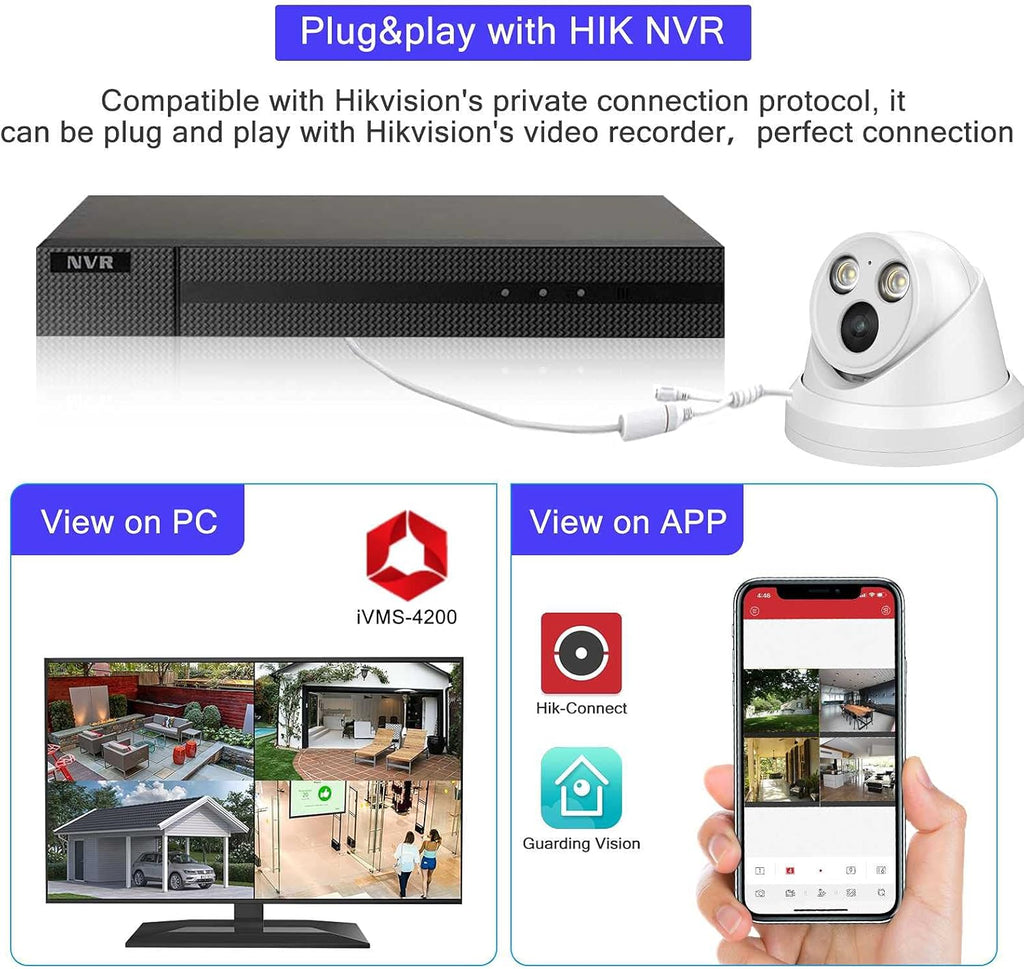4K 8MP Full Color POE IP Turret Security Camera L7423