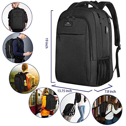 Extra Large Anti Theft USB Travel Laptop Backpack, Black L57992