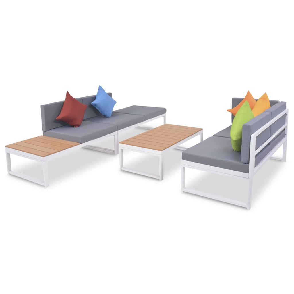 4 Piece Outdoor Conversation Sectional Sofa Set with Coffee Table Aluminum Frame Patio Lounge Set T7749