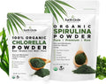 Organic Chlorella Powder 4 oz and Spirulina Powder 8 oz Superfood Bundle R4743