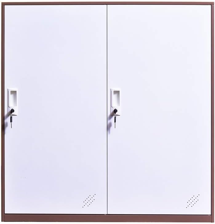 White Metal Storage Cabinet with Doors and Lock Z920218