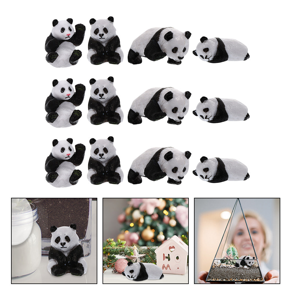 12Pcs Miniature Panda Dolls O6162