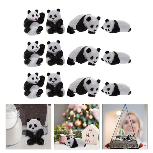 12Pcs Miniature Panda Dolls O6162
