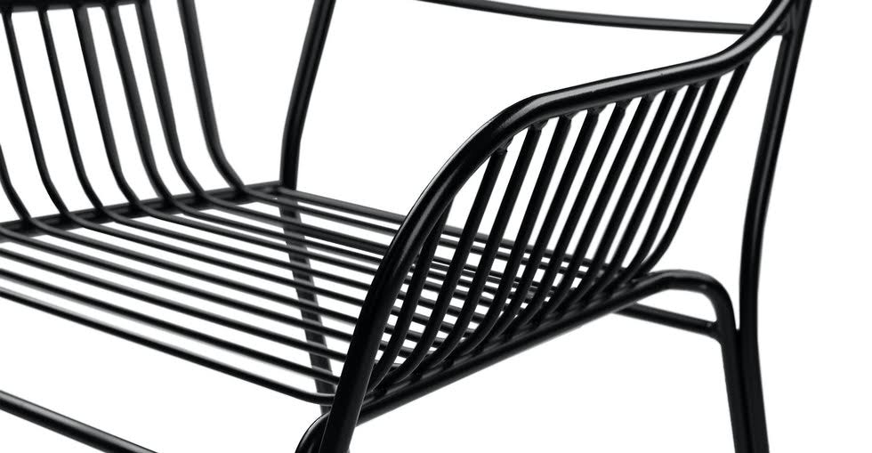 Black Outdoor Dining Armchairs Metal Frame Q239911