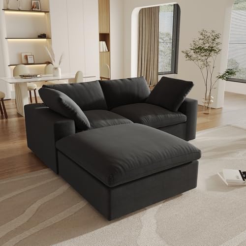 Khaki 6 Seater Oversized Modular Sectional Sofa with Storage Ottomans V978281