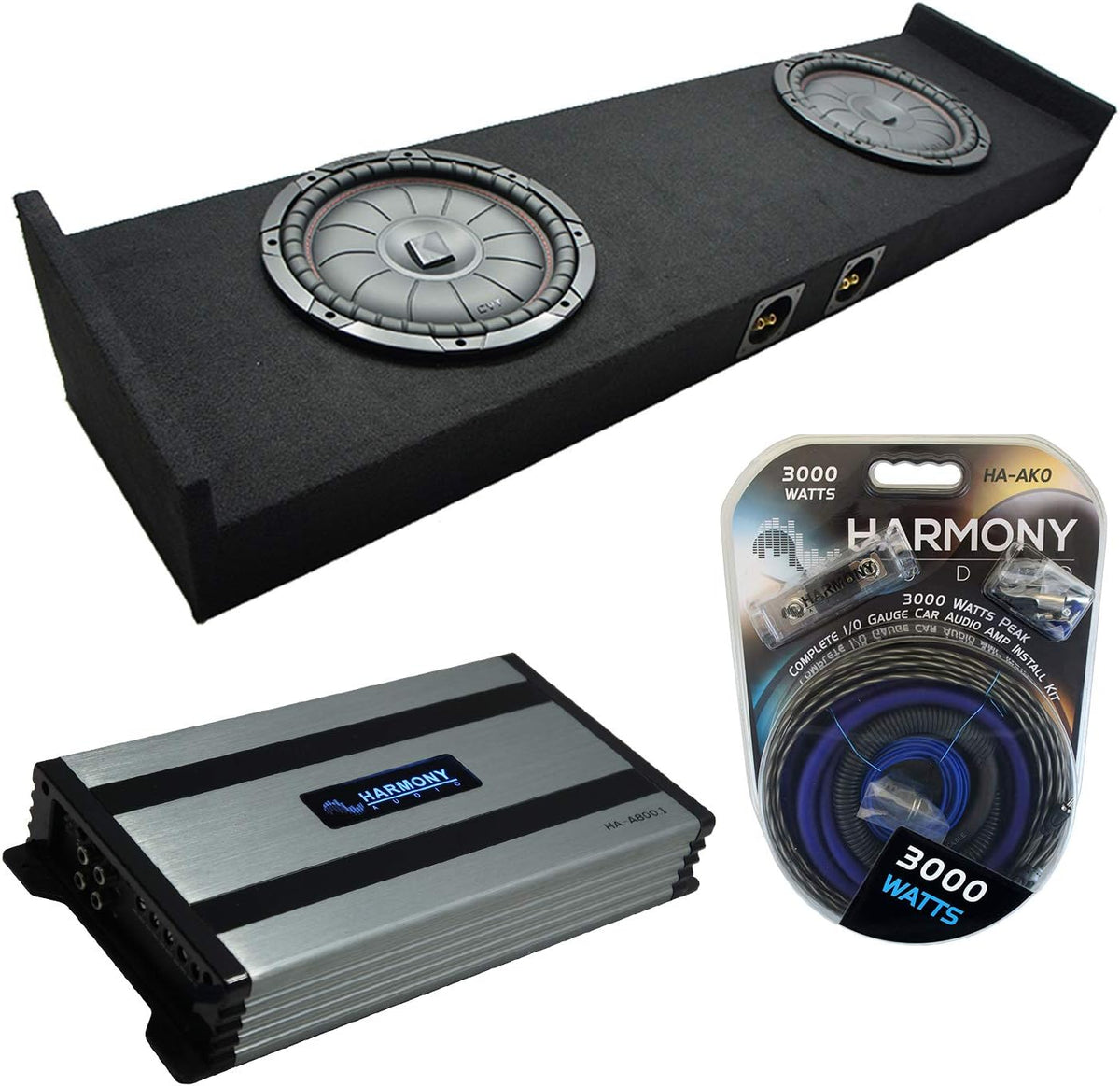Kicker CVT12 Subwoofer with Amplifier and Dual 12" Sub Box Enclosure B751