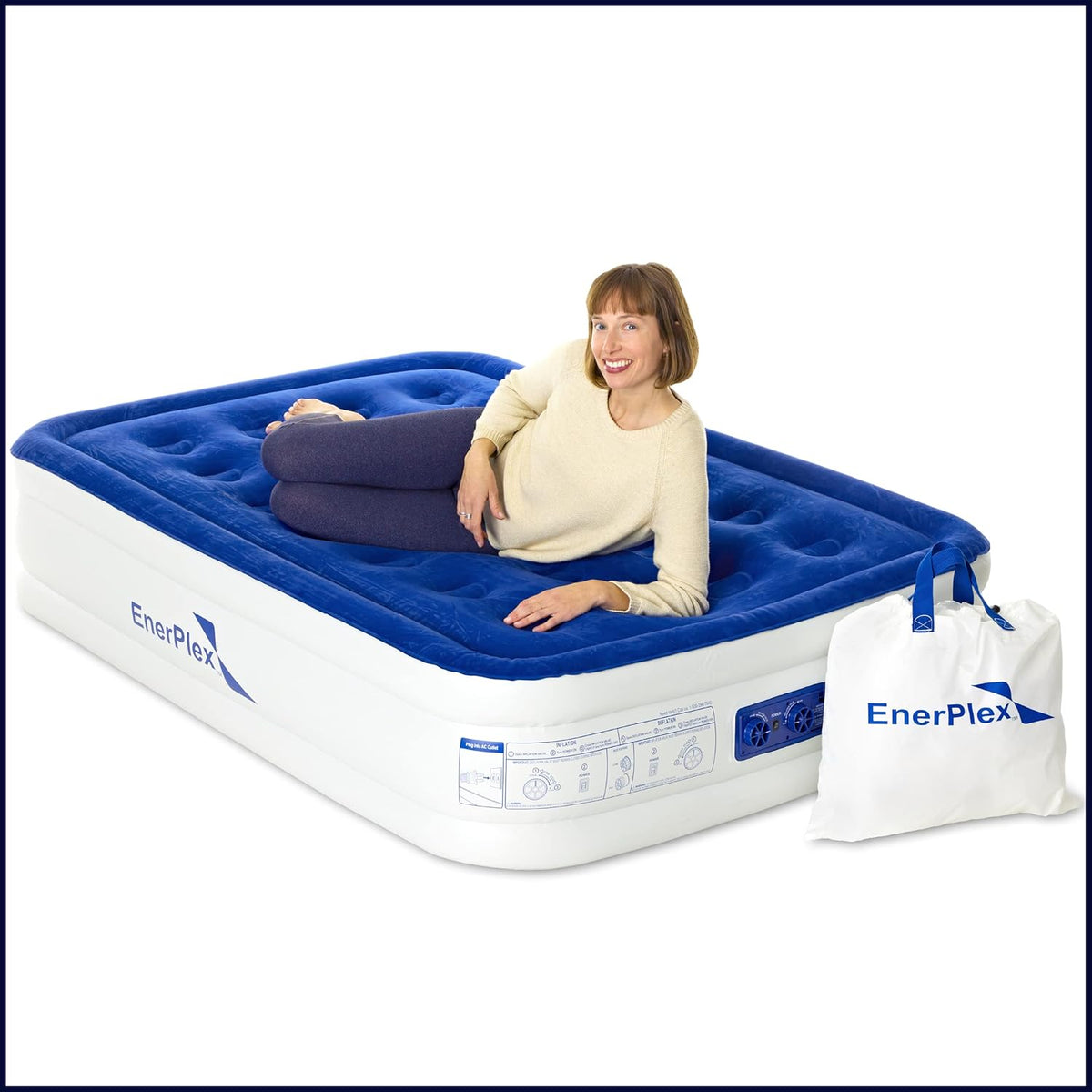 Luxury Queen Inflatable Air Mattress with Built-in Dual Pump P24180