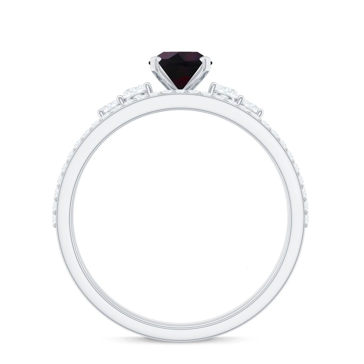 Oval Black Opal Solitaire Ring Set with Diamond, 925 Sterling Silver U538