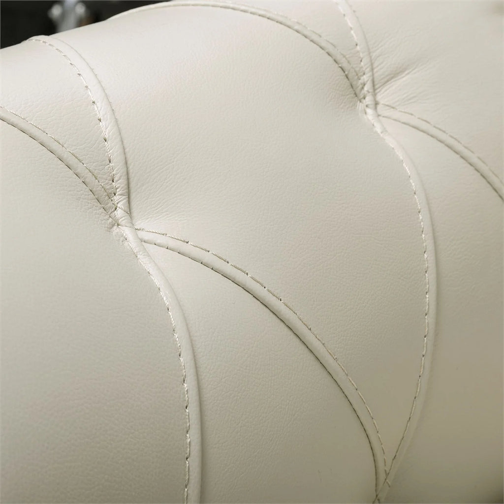 Tufted Leather Sofa In Ivory V585