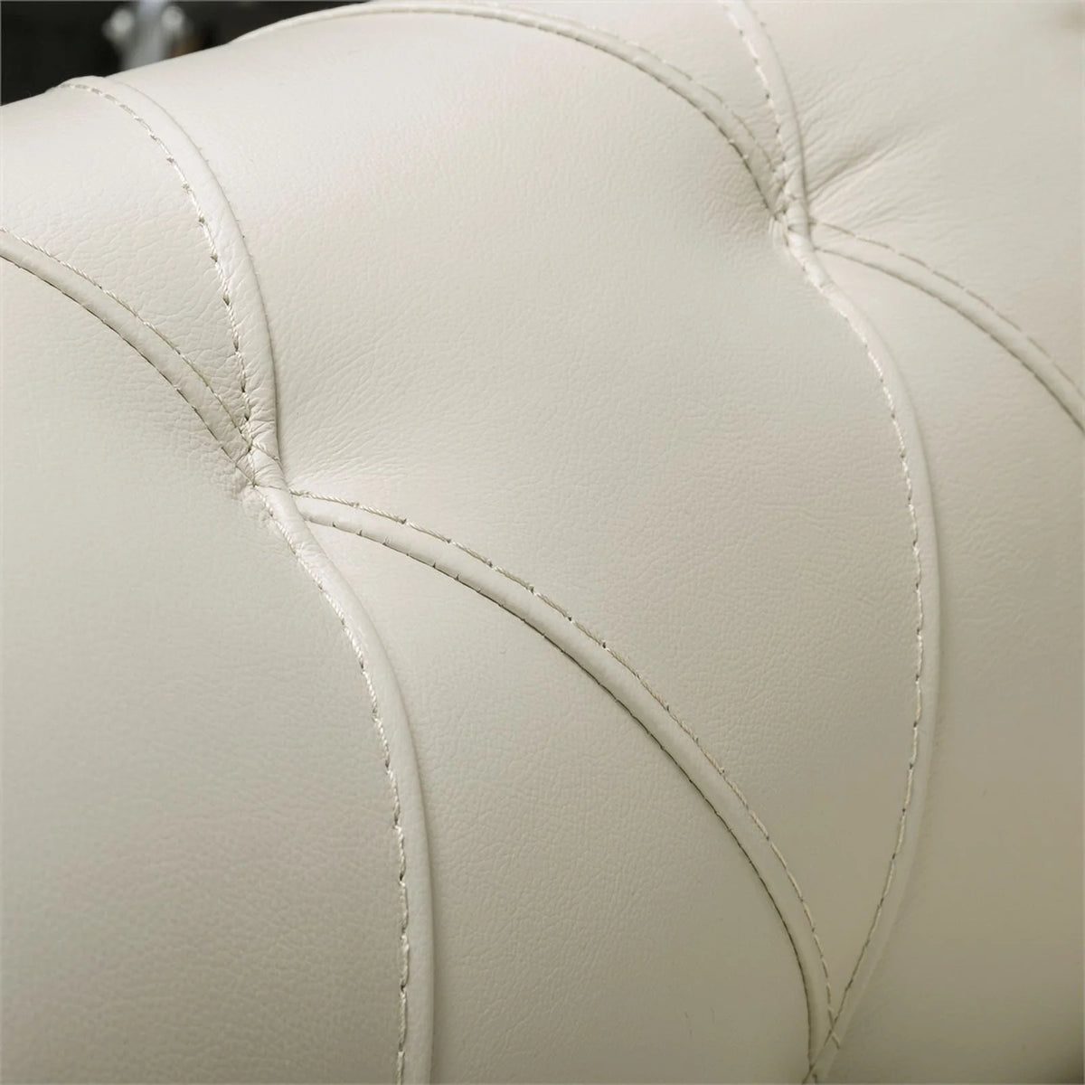 Tufted Leather Sofa In Ivory V585