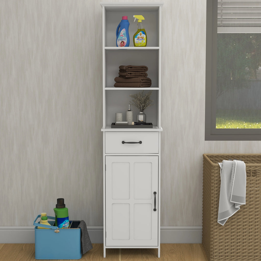 Tall Narrow White Storage Cabinet with One Door D25721