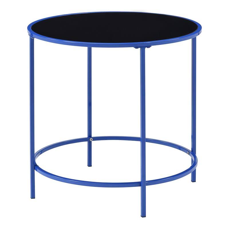 Blue Glass Top Side Table U69228