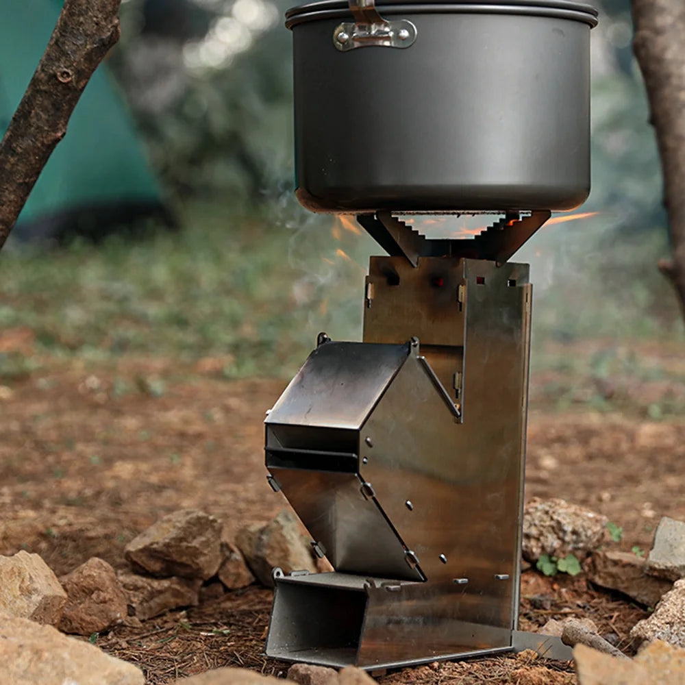 Portable Stainless Steel Wood Burning Rocket Stove L44240