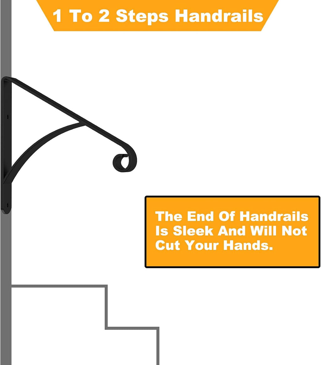 Black Metal Handrail for Outdoor Steps Stair Railing Kit L6760