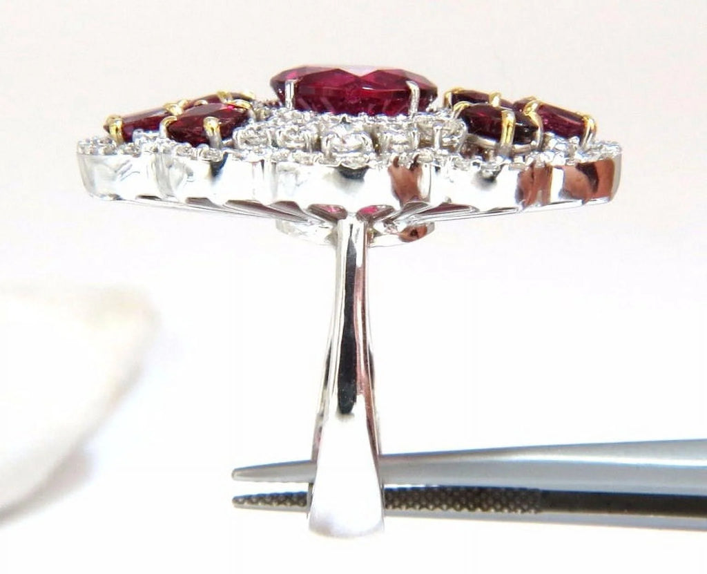 8.03CT Natural Tourmaline Ruby Diamond Cluster Ring A648165
