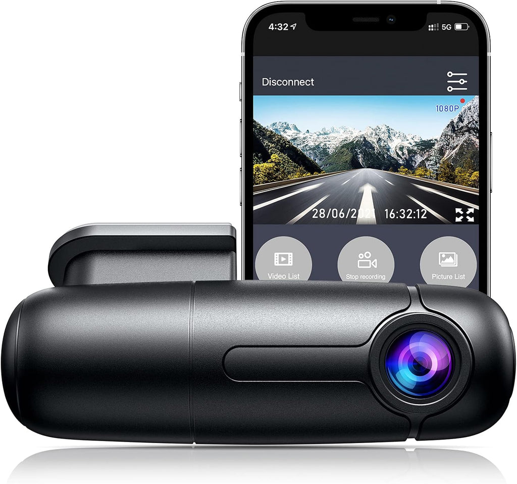 Small WiFi Dash Cam Camera 1080p 30fps G-Sensor Loop Recording Pack of 2 I62634
