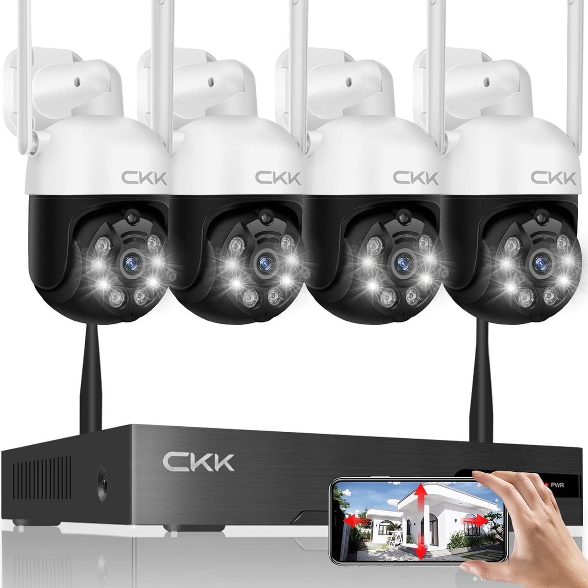8CH NVR System with 1TB Hard Drive, 4Pcs 3MP WiFi Security Cameras J726