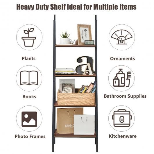 4 Tier Metal Bookcase Bookshelf B31773