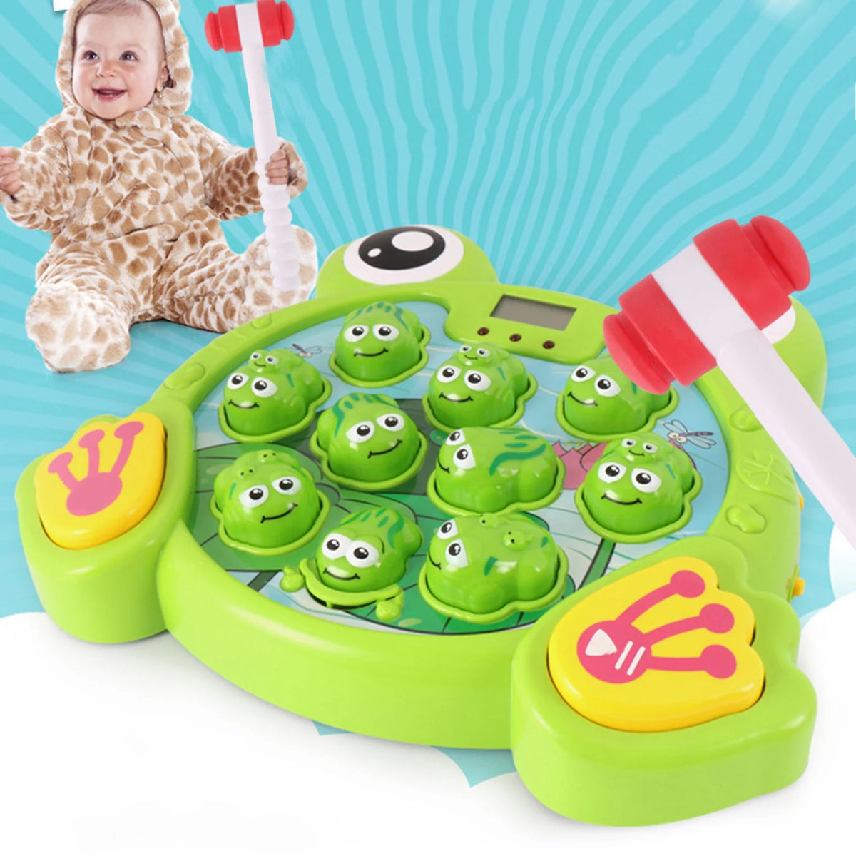 Interactive Whack A Frog Game For Toddler Learning Toy With 2 Hammers L11141
